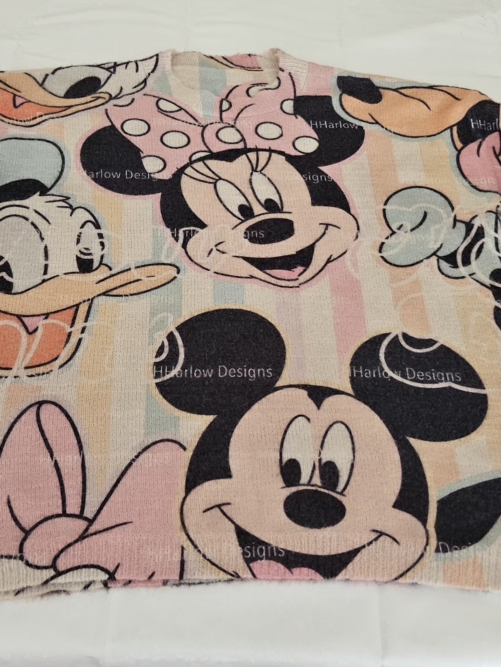 ​Harlow Designs Disney Mickey Minnie Mouse Pastel Knit Sweater Size M EUC - Picture 9 of 9